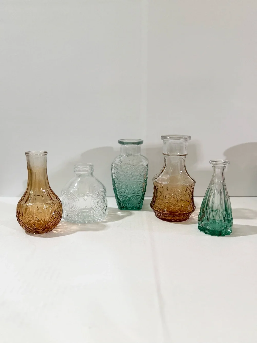 Glass Bud Vases/mini vases- Set of 5